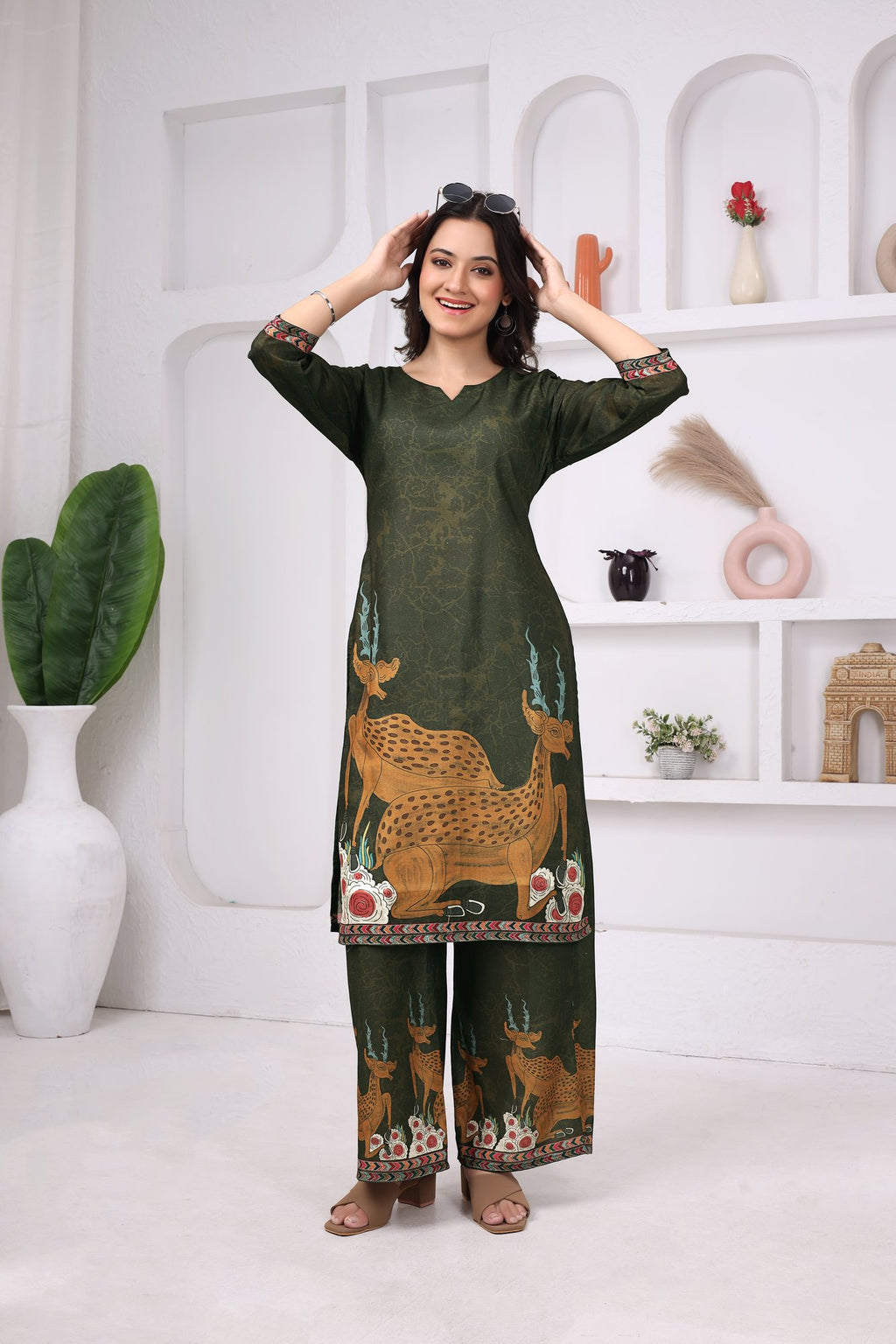 Vana Mrig Kalamkari Co-ord — motif detail