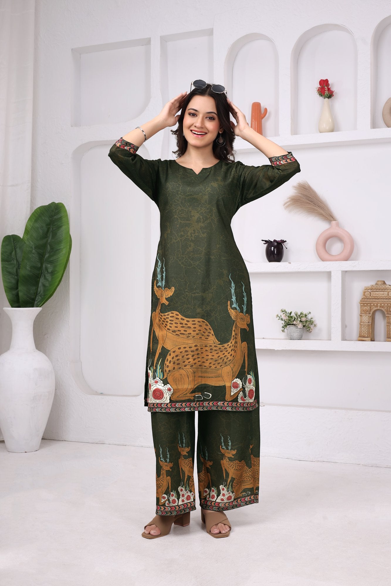 Vana Mrig Kalamkari Co-ord — motif detail