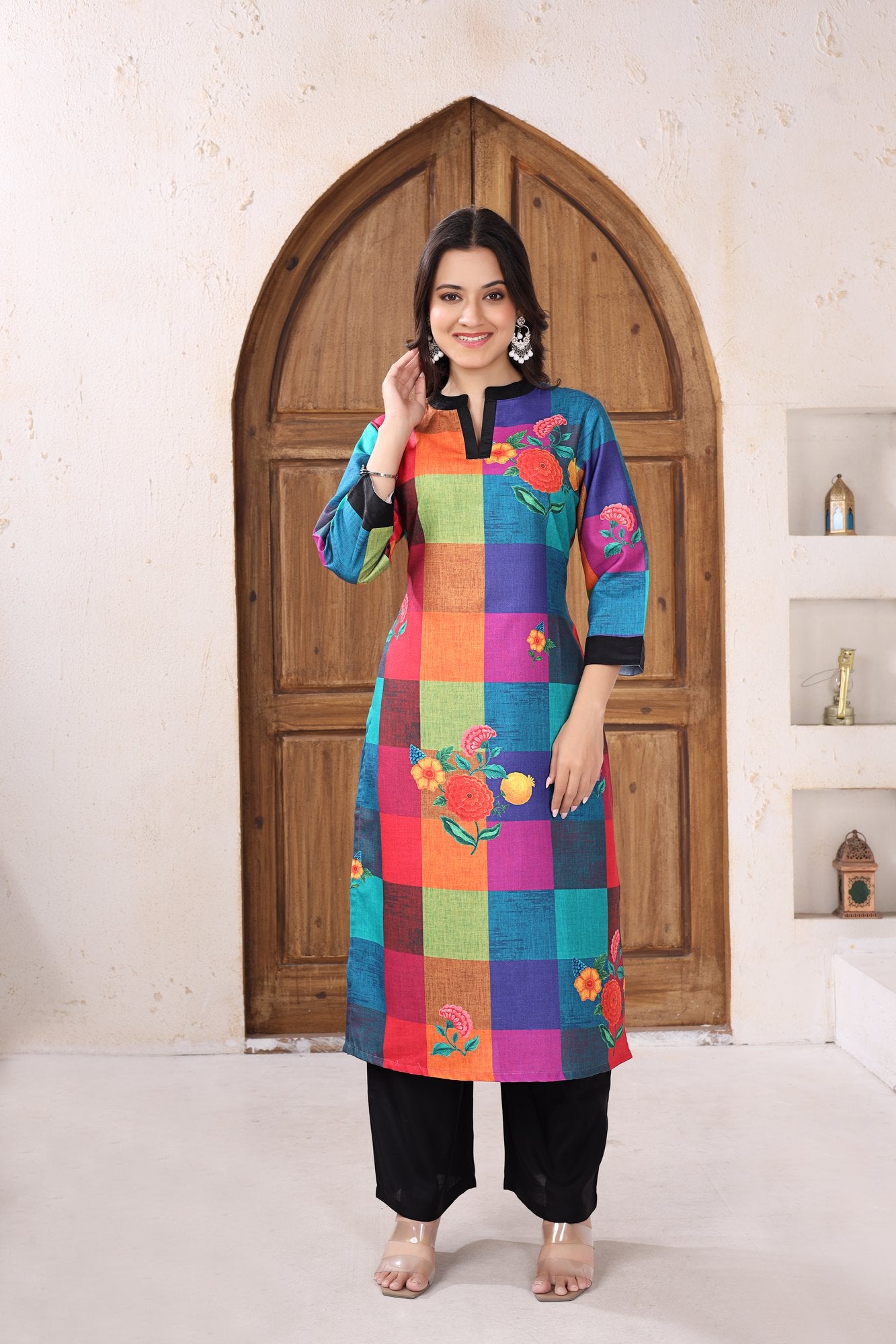 Rangrez Checks Co-ord — multicolour check co-ord set, front