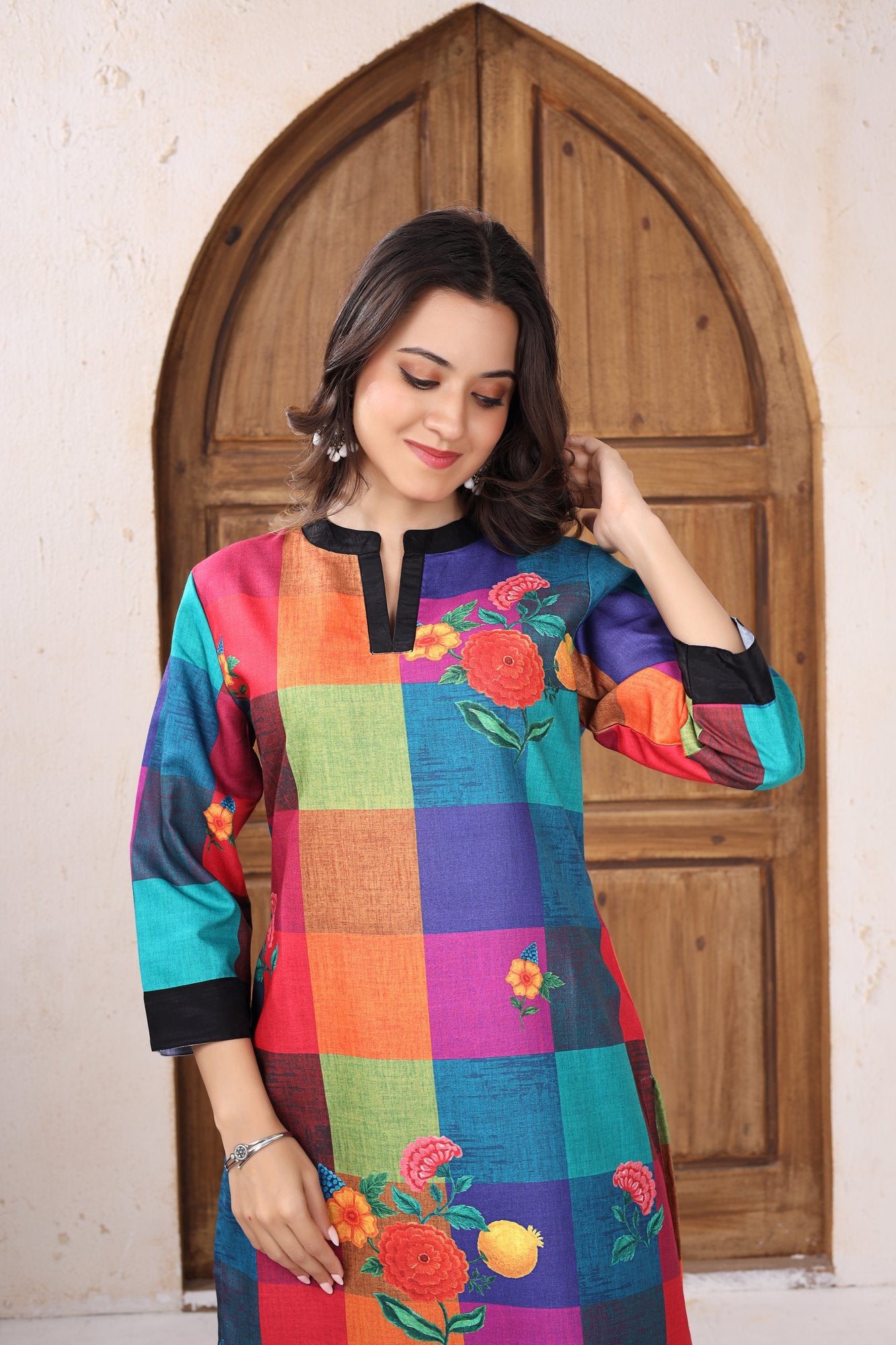 Rangrez Checks Co-ord — embroidery detail
